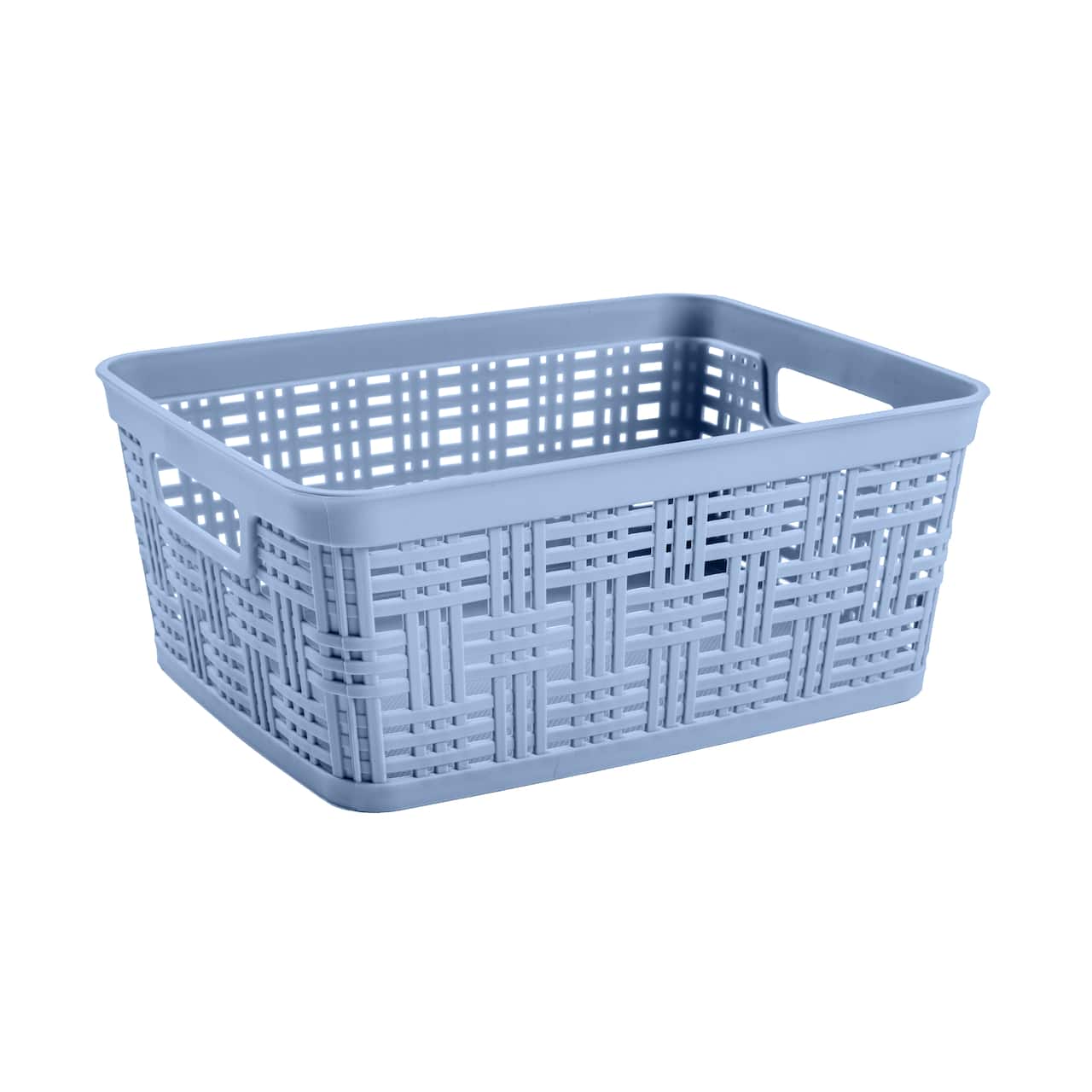 Panier de rangement en plastique bleu à l’aspect d’osier d’Ordonnez simplement